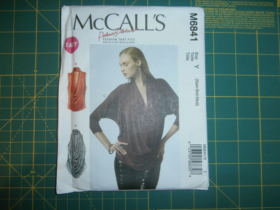 McCall's 6841 Size Xsm Sml Med Misses' Top For Stretch Knit - $12.86