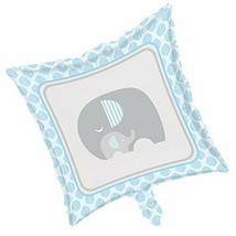 Blue Elephant Baby Shower Metallic Square Balloon, 18&quot;, 1ct - £4.75 GBP