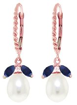 Galaxy Gold GG 14k Rose Gold Leverback Earrings with Sapphires and Pearls - £336.42 GBP+