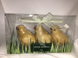 NIP  NEW 3 Easter Yellow Chicks Candles by Tag 4&quot; Cute Wax Chicks - £9.99 GBP