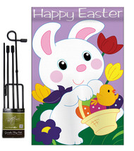 Easter Bunny - Applique Decorative Metal Garden Pole Flag Set GS103038-P2 - £23.95 GBP