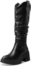Mattiventon Mid Calf Cowgirl Boots for Women Chunky Heel Platform Knee H... - $47.49