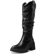 Mattiventon Mid Calf Cowgirl Boots for Women Chunky Heel Platform Knee H... - £37.14 GBP