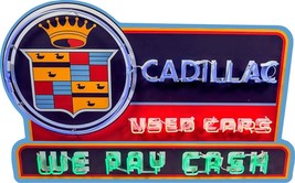 Cadillac Used Cars Neon Image Laser Cut Metal Advertising Sign (not real... - £54.49 GBP