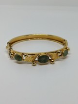 Vintage 12k GF Gold Filled Russel Jade Hinged Bracelet 6.5&quot; - $84.99