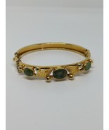 Vintage 12k GF Gold Filled Russel Jade Hinged Bracelet 6.5&quot; - £66.38 GBP