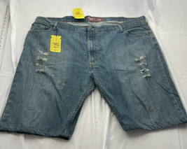 Comfort Denim Mens Shorts Blue Jean Medium Wash Flat Front Distressed 46... - £11.02 GBP