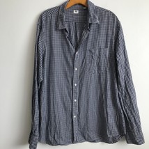 FLAWED Uniqlo Men Shirt Blue Mini Check Long Sleeve Collared Button Ches... - £9.64 GBP