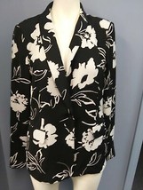 Nine West Floral-Print Single Button Jacket,Size Small/Black&amp;White - £43.45 GBP