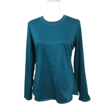 Cuddl Duds Climate Right Thumbhole Women&#39;s Active Top Teal Size L Stretch - $26.47
