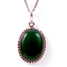 Massiccio 925 Argento Sterling Verde Onice Ciondolo Collana Donna PSV-1484 - £26.01 GBP+