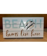 Wooden Beach Bums Live Here Sign 11 3/4&quot; x 5 7/8&quot; Sun &amp; Sea Tabletop Dec... - $11.64 CAD