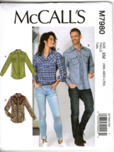 McCalls M7980 Unisex Mens and Misses S, M and L Western Shirts Sewing Pattern - £11.70 GBP