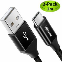 New Brexlink Type C Charging Cable 2-Pack Usb C To Usb A 6 Ft Nylon Charger Nib - £7.08 GBP