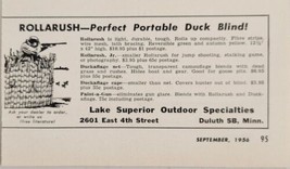 1956 Print Ad Rollarush Perfect Portable Duck Blinds Lake Superior Duluth,MN - £7.17 GBP