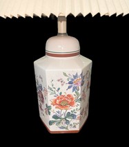 Vtg 28" Floral Ceramic Table Lamp w/ Pleated Shade – Underwriters Laboratories image 9