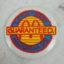 Vintage McDonald&#39;s Lean Beef Guaranteed Pinback Button 3&quot; Advertising - £11.40 GBP