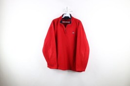 Vtg 90s Ralph Lauren Mens Large Spell Out Flag Half Zip Fleece Pullover Sweater - £35.56 GBP