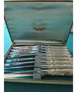 Antique Dinner Steak Knives In Holder /Box Aw Wadsworth Austr Carver Hal... - €107,50 EUR+