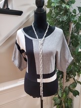 Worthington Women&#39;s Black Grey Colorblock Dolman Sleeve Round Neck Sweater Large - $26.73