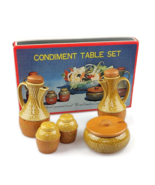 Mid century condiment set MCM salt and pepper shakers oil vinegar mustar... - $74.67 CAD