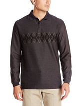 Haggar Argyle Sweater Quarter Button Collared Cotton Blend Brown Mens Size Small - £9.31 GBP
