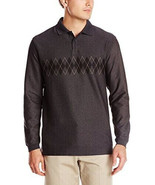 Haggar Argyle Sweater Quarter Button Collared Cotton Blend Brown Mens Si... - $11.86