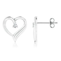 ANGARA 0.06Ctw Natural Diamond Open Heart Stud Earrings in Silver (1.9mm) - $139.45+