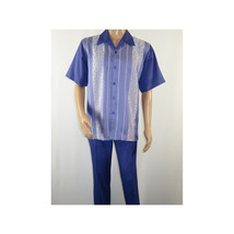 Men MONTIQUE 2pc Walking Leisure Suit Matching Set Short Sleeve 2227 Purple image 2