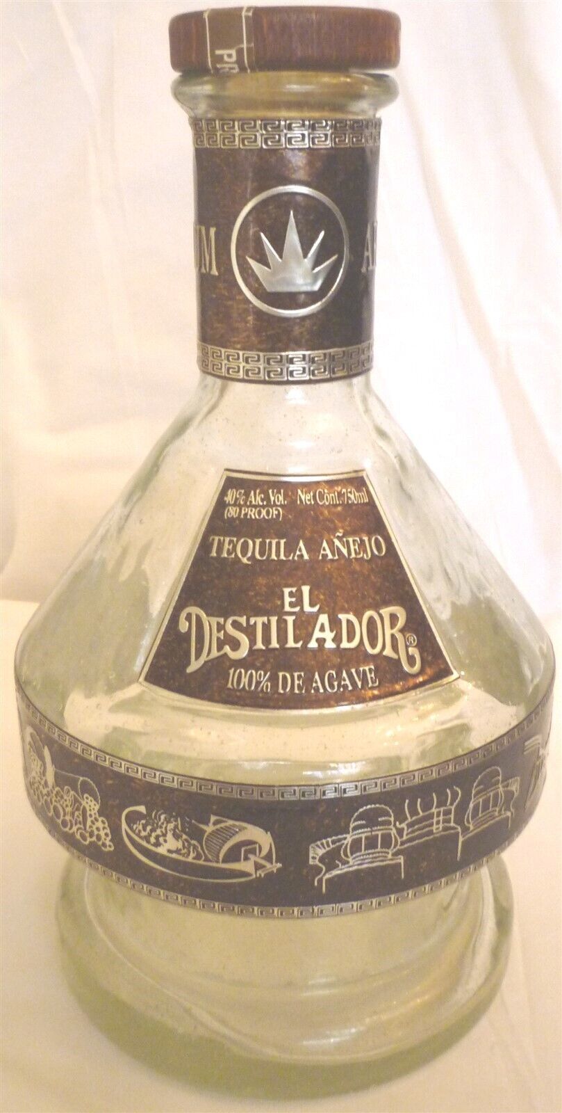 COLLECTIBLE TEQUILA EMPTY BOTTLE ANEJO EL DESTILADOR FIGURAL ARTESANAL - $6.00