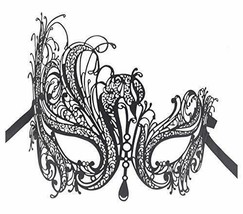 Silver Swan Light Metal Filigree Mardi Gras Venetian Masquerade Mask for Women - £12.38 GBP