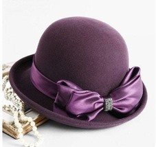 Lady Banquet Formal Felt Big Bowknot Fedora Hats Women Autumn Winter 100... - £39.14 GBP