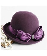 Lady Banquet Formal Felt Big Bowknot Fedora Hats Women Autumn Winter 100% Wool