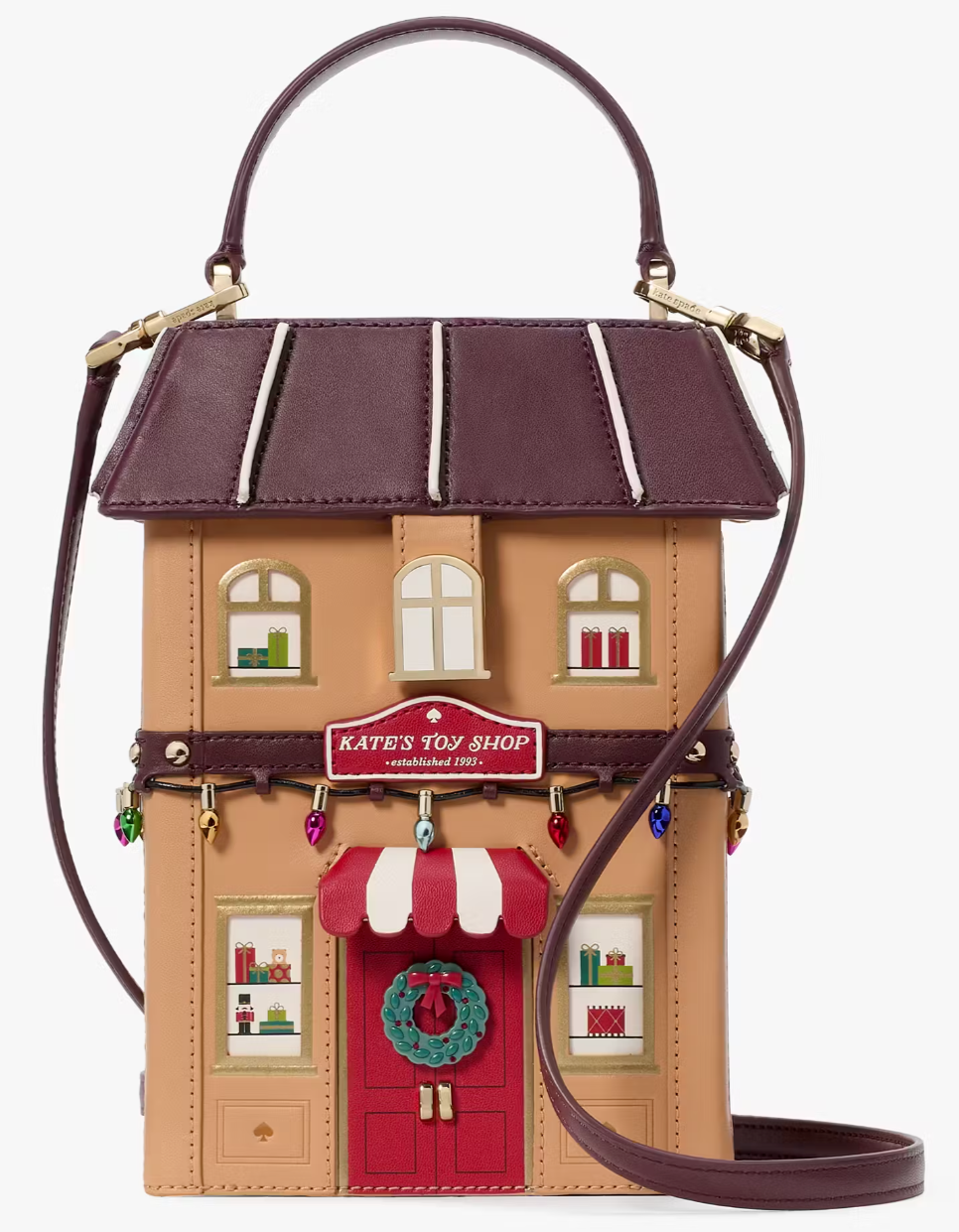 NWB Kate Spade 3D Toy Store Beige Leather X-Body KI973 Collectible Gift Bag FS