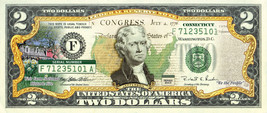 Connecticut State/Park Colorized Legal Tender U.S. $2 Bill w/Security Features - £11.20 GBP