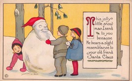 Jolly Little Snow Man Resembles Santa CLAUS-MGT Evans Price Christmas Postcard - £6.47 GBP