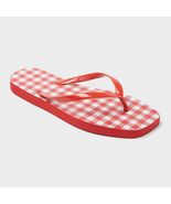 Shade &amp; Shore Women&#39;s Palmer Gingham Square Toe Flip Flops Red White Size 7 - €8,04 EUR