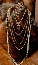 Amazing Layered Look - Sarah Cov Gold Tone Amber/Topaz Necklace &quot;Blended... - $193.00