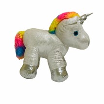 Dan Dee Unicorn Large Sequined Plush Stuffed White Silver Rainbow Toy 20&quot; Tall - £12.02 GBP