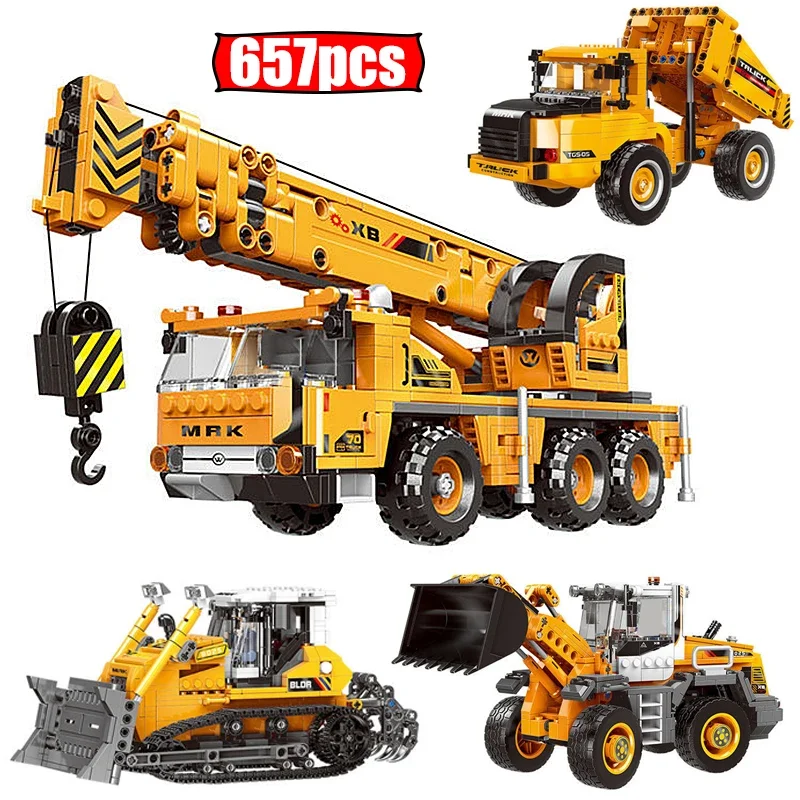 City Technical Moc Wheelloader Car Heavy Mining Truck Crane Building Blocks Engi - £27.58 GBP