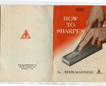 How To Sharpen Booklet &amp; Receipt 1950 Behr Manning The Bittenbender Co S... - $17.82