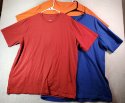 Lot Of 3 Lands&#39; End Tee Shirt Mens XLT Blue Orange Red Primary Colors Cotton EUC - £19.28 GBP