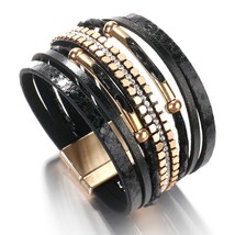 Snakeskin Pattern Leather Bracelets for Women Trendy Metal Pipe Wide Multilayer  - £12.87 GBP