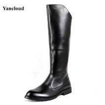 New Fall Winter Knee High Black Long Soft Leather Military Boots Mens Formal Bus - £94.49 GBP