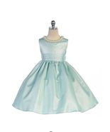 Stunning Sage Satin Flower Girl Pageant Dress w/ Beaded Neckline, Crayon... - £42.61 GBP