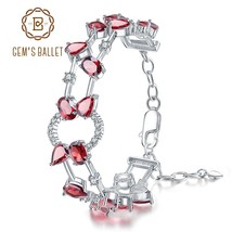 14.74Ct Natural Red Garnet Gemstone Link Bracelet 925 Sterling Silver Bracelets  - £74.44 GBP
