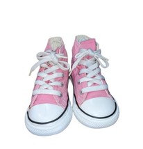 Converse 8 Toddler Girls High Top Canvas  Shoes Sneakers Lace Up Pink EUC - £15.08 GBP