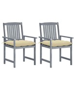 Patio Chairs with Cushions 2 pcs Gray Solid Acacia Wood - $317.85 CAD