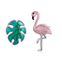 Leaves Flamingo Ear Studs Women Earrings - £11.46 GBP