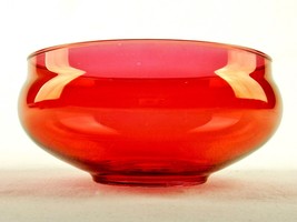 Flashed Cranberry 6&quot; Glass Bowl, Clear Bottom, Candies &amp; Mints, Potpourri - $19.55